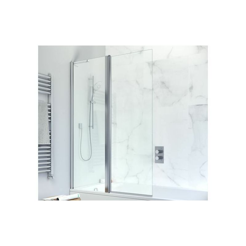 Design+ Double Bath Screen Hinged - Silver - DBDSC1060 - Crosswater