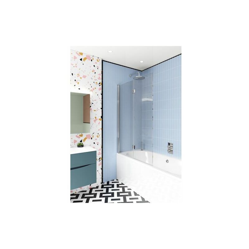 Design Plus Hinged Double Panel Fully Folding Bath Screen - 1500mm x 1060mm - Silver - Crosswater