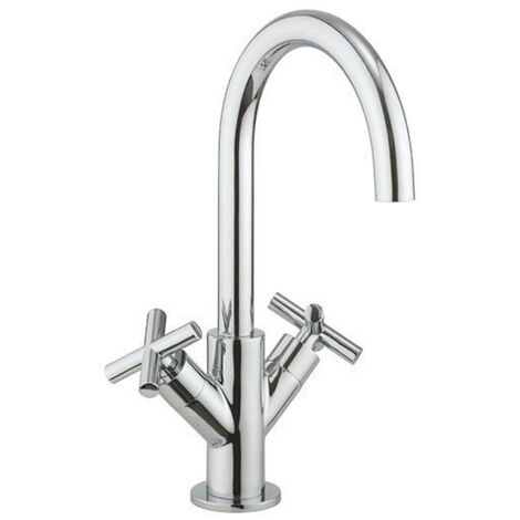 Crosswater MPRO Crosshead Robinet lavabo - avec bec rond - poignée croix - chrome