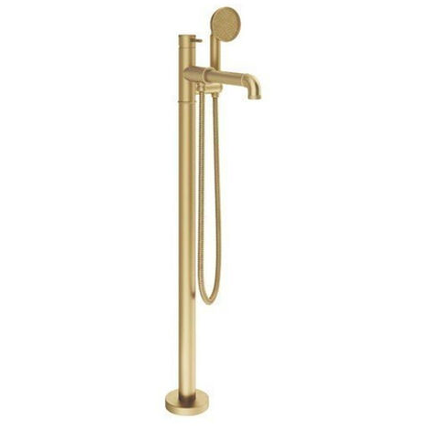Crosswater MPRO Industrial Robinet baignoire sur pied - avec douchette ronde - laiton brossé non-laqué