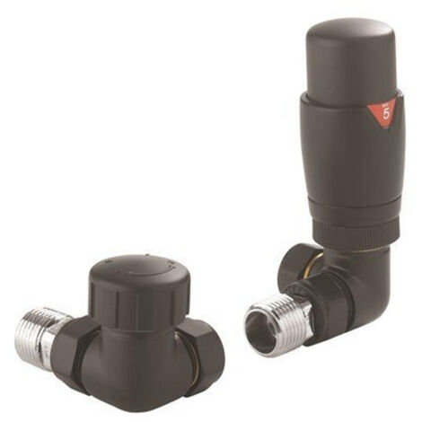 Crosswater Robinet radiateur thermostatique - équerre inversé - noir mat