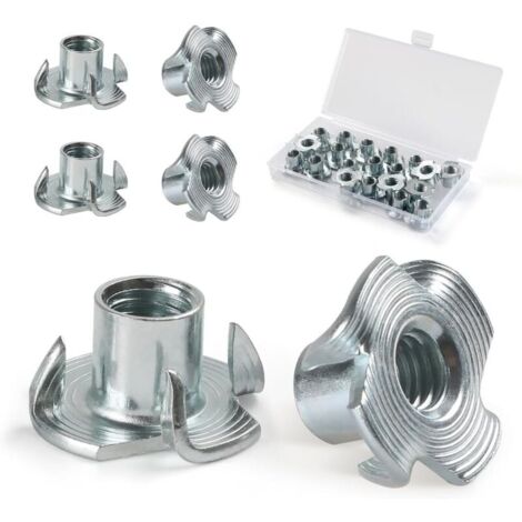 crous en T filets en acier M4, M5, M6, M8, M10, crous quatre griffes pour meubles de menuiserie (110 pices)