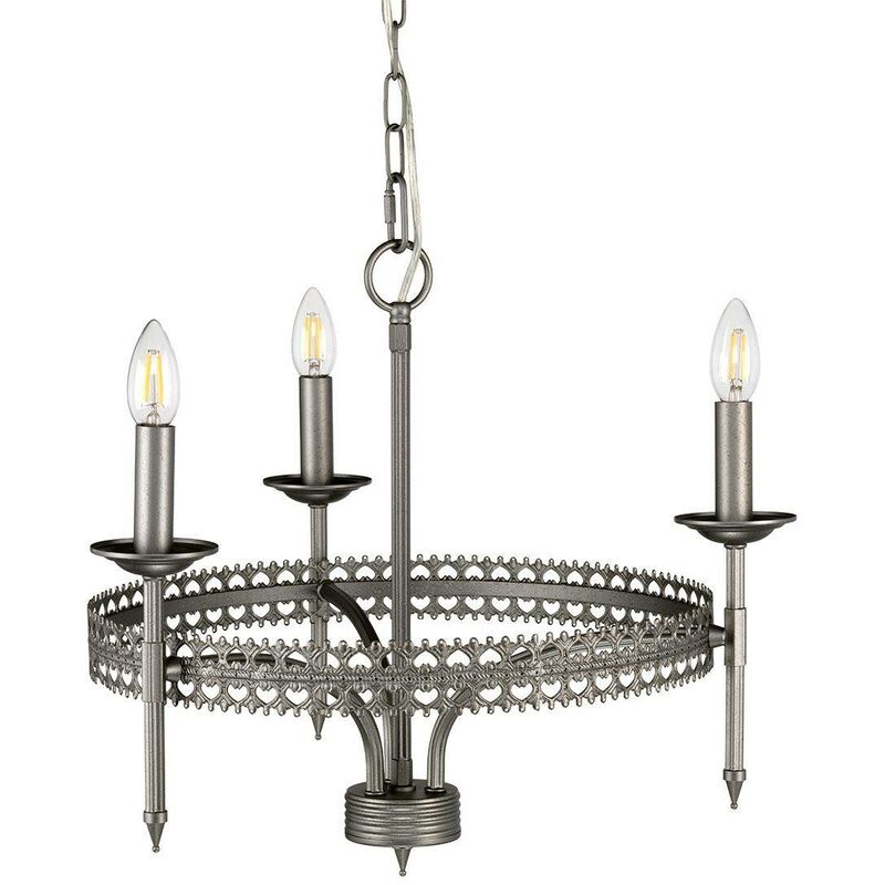 Elstead Lighting - Elstead Crown - Chandelier 3 Light Iron Finish, E14