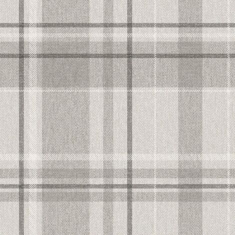 Crown Harris Tweed Herringbone Check Soft Grey Wallpaper Luxury Fabric Effect
