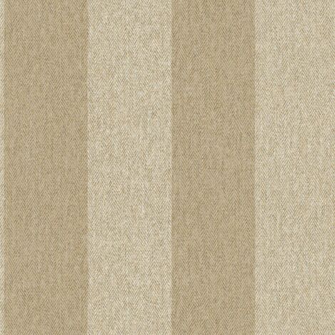Crown Harris Tweed Herringbone Stripe Natural Wallpaper Luxury Fabric Effect
