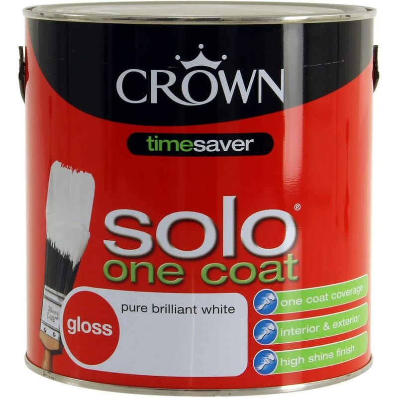 2.5L - Solo One Coat Gloss Pure Brilliant White - Crown