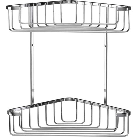 Croydex 2 Tier Large Corner Shower Caddy, Rust Free Basket Bathroom Storage