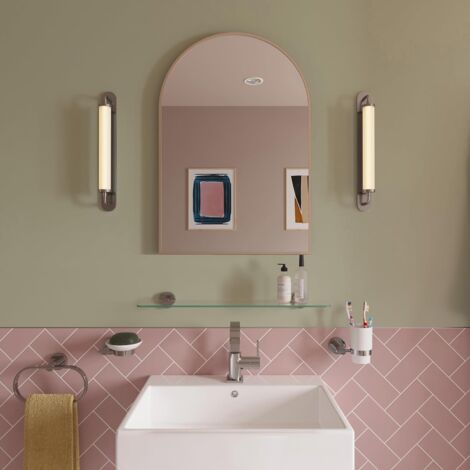 Croydex Brass Effect Frame Arched Mirror, 73 x 50cm