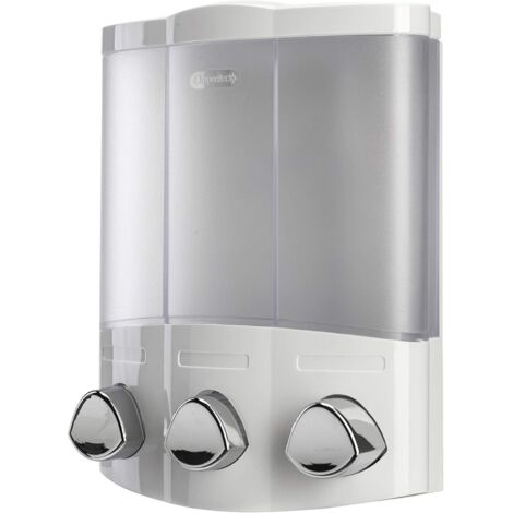 Croydex Euro Soap Dispenser Trio, White, Easy to Install Wall Mounted Pump