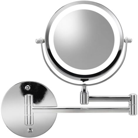 Croydex Extendable Illuminated Magnifying Cosmetic Mirror, Wall Mounted Chrome