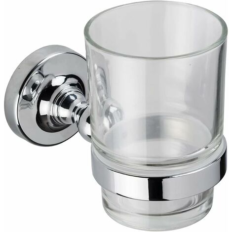 Croydex Flexi-Fix Bathroom Clear Tumbler with Chrome Wall Mount - Worcester