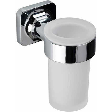 Croydex Flexi-Fix Bathroom Tumbler Frosted Glass & Chrome Holder - Shoreditch
