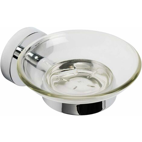 Croydex Flexi-Fix Clear Soap Dish & Chrome Holder for Sink - Epsom