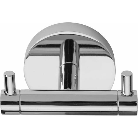 Croydex Flexi-Fix Double Robe & Towel Hook for Bathroom, Chrome - Britannia