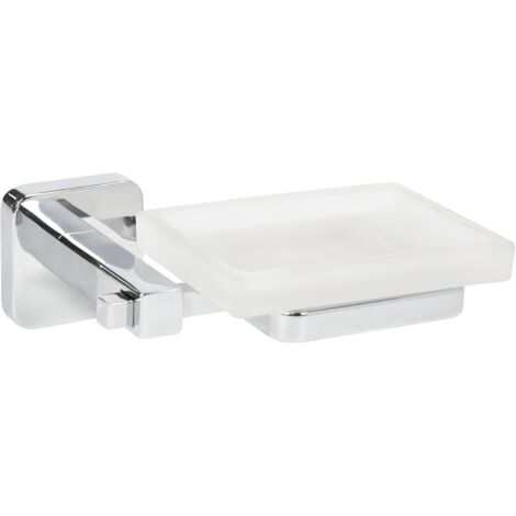 Croydex Flexi-Fix Frosted Glass Soap Dish and Holder, Chrome - Camberwell 