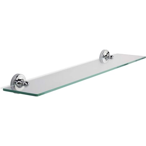 Croydex Flexi-Fix Glass Bathroom Shelf, Chrome, 60cm Length - Worcester