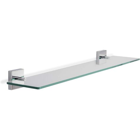 Croydex Flexi-Fix Glass Bathroom Shelf, Chrome, 62cm Length - Chester