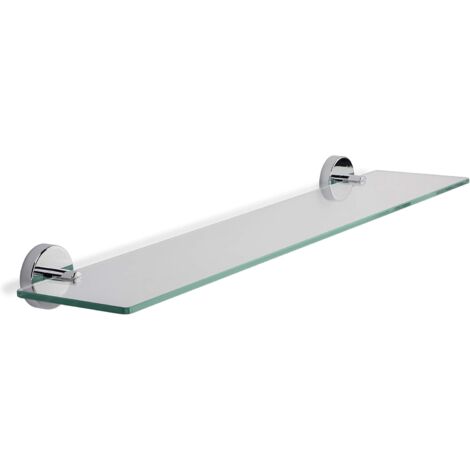 Croydex Flexi-Fix Glass Shelf, Chrome, Bathroom Storage 62cm Length - Epsom