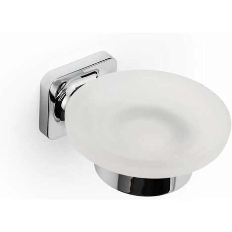 Croydex Flexi-Fix Soap Dish Frosted Glass & Holder, Chrome - Shoreditch
