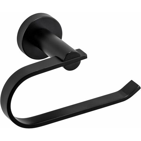 Croydex Flexi-Fix Toilet Roll Holder, Matt Black, Screw or Glue - Metra