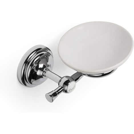 Croydex Flexi-Fix White Soap Dish with Chrome Mount, Bathroom Accessories - 1919
