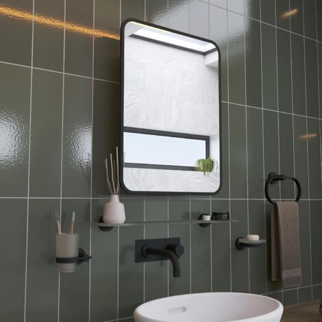 Croydex Framed Rectangular Mirror Bathroom Cabinet, Brass or Black Frame 60x45cm