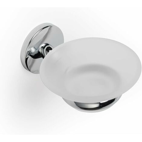Croydex Frosted Glass Soap Dish with Chrome Wall Mount - Hampstead