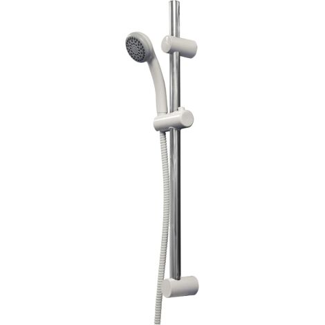 Croydex Full Shower Set in White with Riser Rail, Hose & Handset - Amalfi