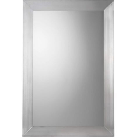 Croydex Hang 'n' Lock Rectangle Mirror, Brushed Steel Frame, 92x61cm - Parkgate