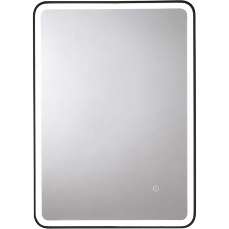 Croydex Illuminated Bathroom Mirror LED Edge, Black Frame, 50 x 70cm - Henderson