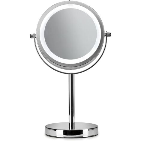 Croydex, Illuminated Magnifying (3x) Battery Operated Pedestal Mirror, Chrome