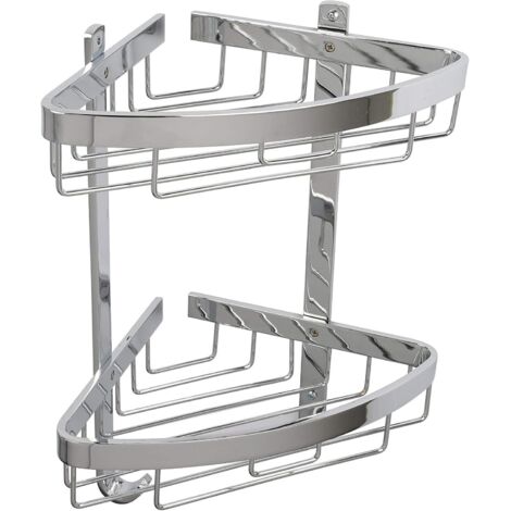 Croydex Large 2 Tier Shower Caddy Basket Bathroom Storage Organiser, Chrome