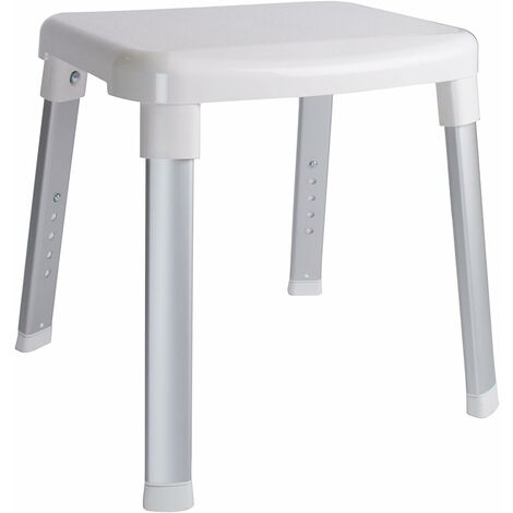 Croydex Large White Adjustable Height Shower Stool Bath Chair with Non-Slip Feet