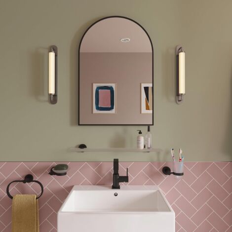 Croydex Matt Black Frame Arched Mirror, 73 x 50cm