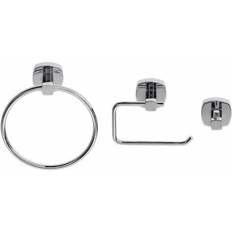 Chrome toilet roll holder and towel ring
