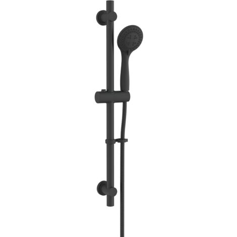 Croydex Nero 3 Function Shower Set Matt Black Includes Hose, Riser Rail & Shower Head