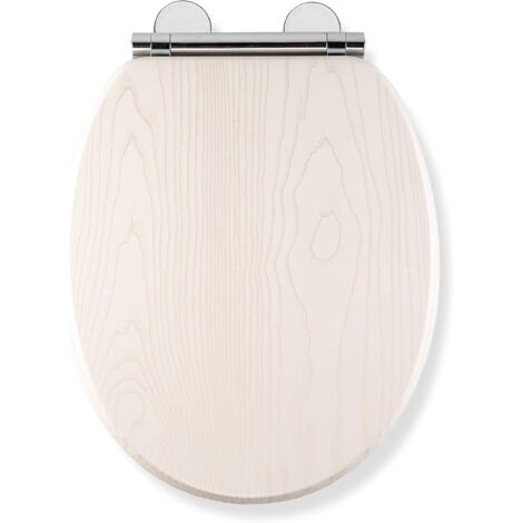 Croydex Oak Effect Soft-Close Round Toilet Seat, Universal Fitting - Grey/White