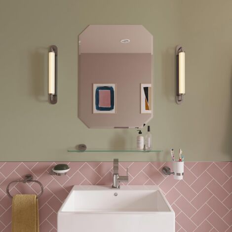 Croydex Octagonal Bathroom Mirror Frameless Bevelled Edge Design 70 x 50cm