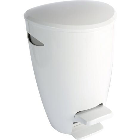 Croydex Plastic Pedal Bathroom Bin White & Grey, Waste Rubbish Bin, 5L Capacity