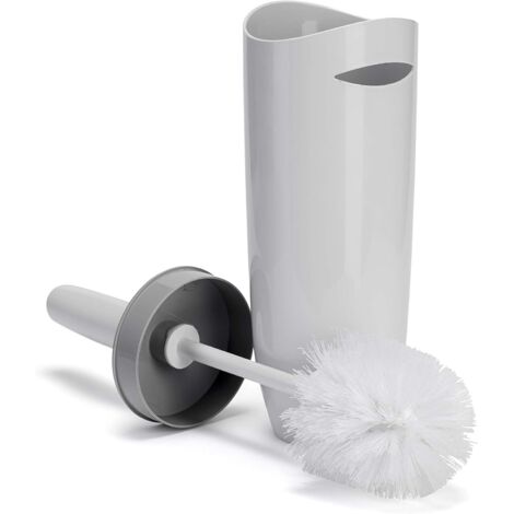 Croydex Plastic Toilet Cleaning Brush & Holder, White & Grey