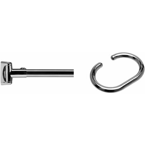 Croydex Premium Telescopic Curved Shower Rod, Extendable 108-185cm, Chrome
