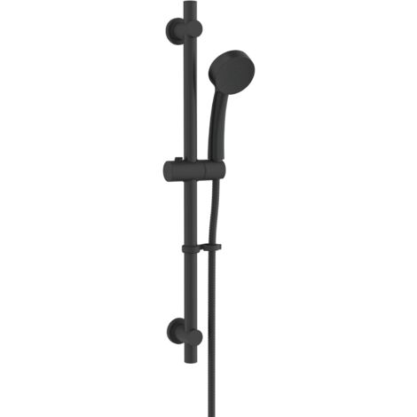 Croydex Presion Pressure Boost Shower Set, Matte Black Riser Rail Hose & Handset