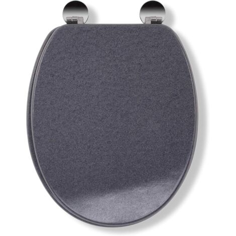 Croydex Round Granite Grey Modern Toilet Seat with Flexi-Fix Anti-Slip - Dove