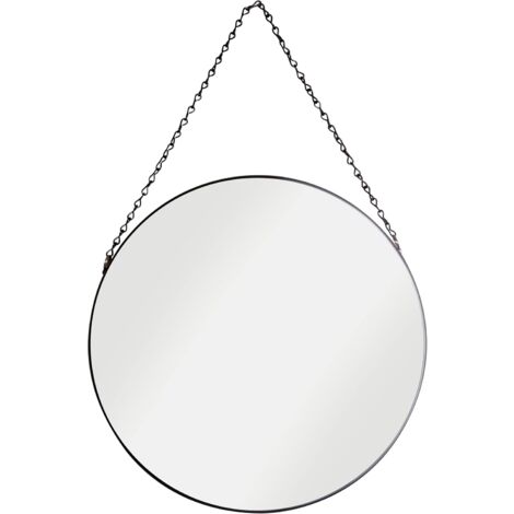 Croydex Round Hanging Mirror with Black Chain and Frame, 38 x 38cm