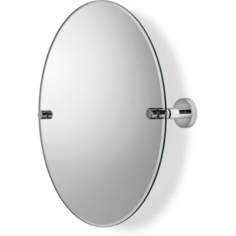 Croydex Round Tilting Bathroom Mirror, Flexi-Fix, Chrome, 46 x 46cm - Metra