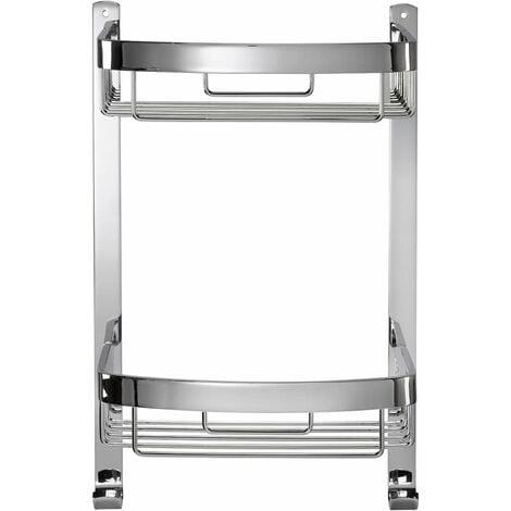 Croydex Rust Free Aluminium Large Two Tier Bathroom Storage Curved Shower Basket Caddy, Chrome
