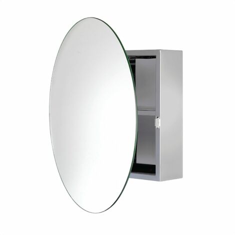 Croydex Severn Circular Door Bathroom Mirror Cabinet Stainless - Silver