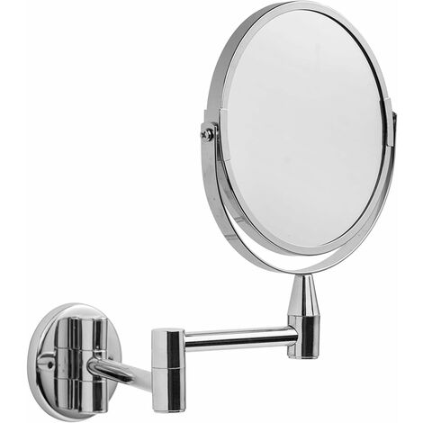 Croydex Small Round Magnifying Bathroom Mirror, Chrome, 28x20cm - Britannia