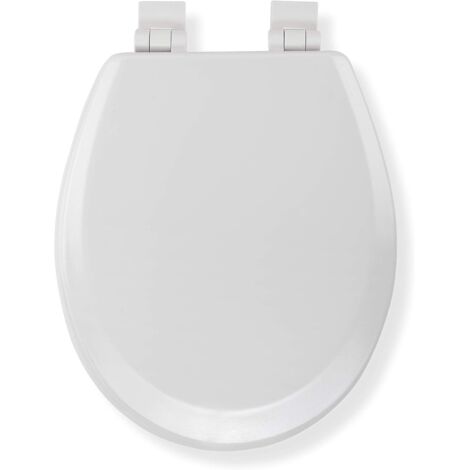 Croydex Soft Close Round Toilet Seat, White Wood with Sit Tight - Carron