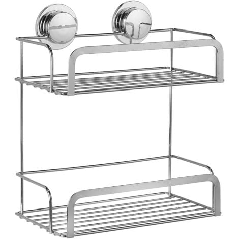 Croydex Stick n Lock Adhesive 2 Tier Shower Caddy Bathroom Storage Basket